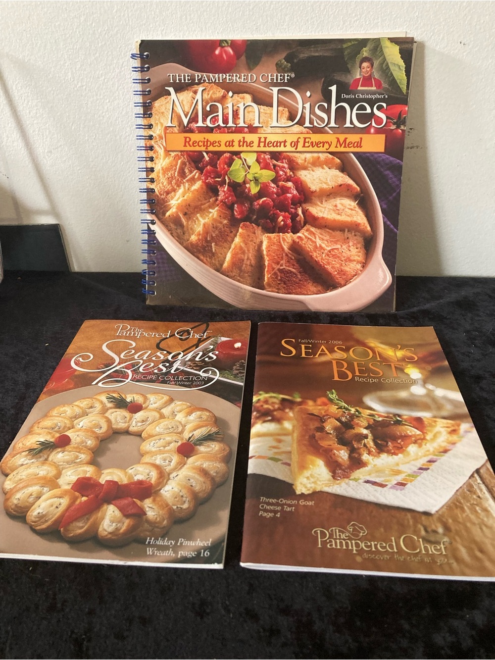 The Pampered Chef Recipe Book Set - Brown, White, Red Accents
